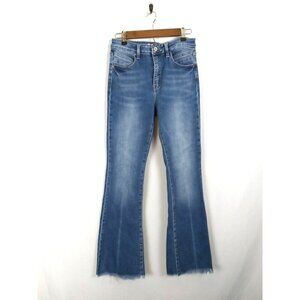 Kancan Jeans Women Size 28 Blue Flare High Rise Back Seam Boho